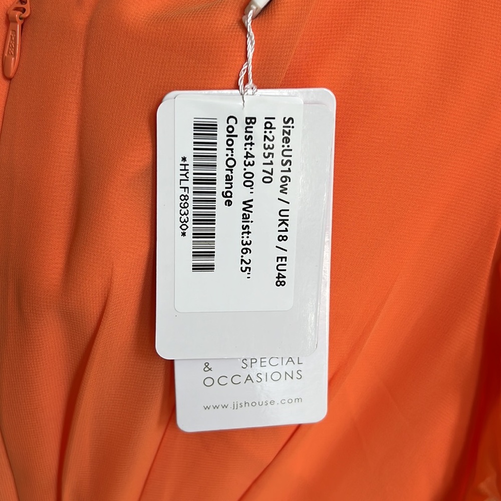 JJ’s House Formal Gown Size 16W Orange Maxi New with Tags - Picture 10 of 14